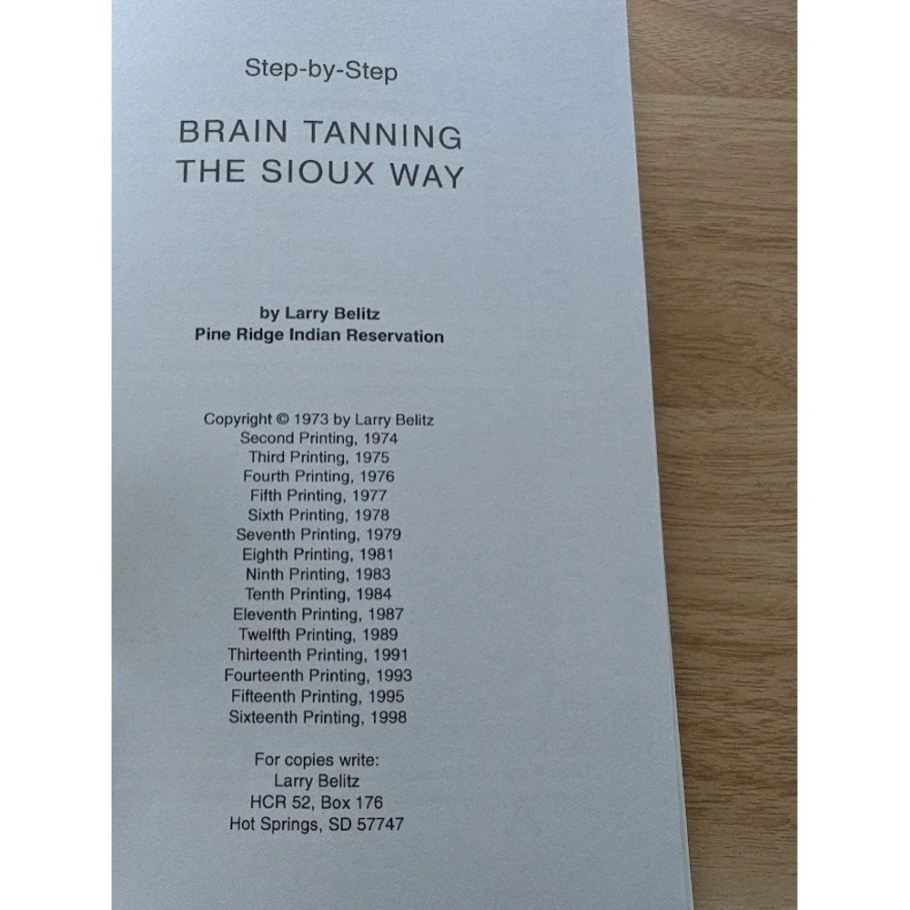Brain‎ Tanning the Sioux Way Book Larry Belitz Booklet Pine Ridge Indian Pics